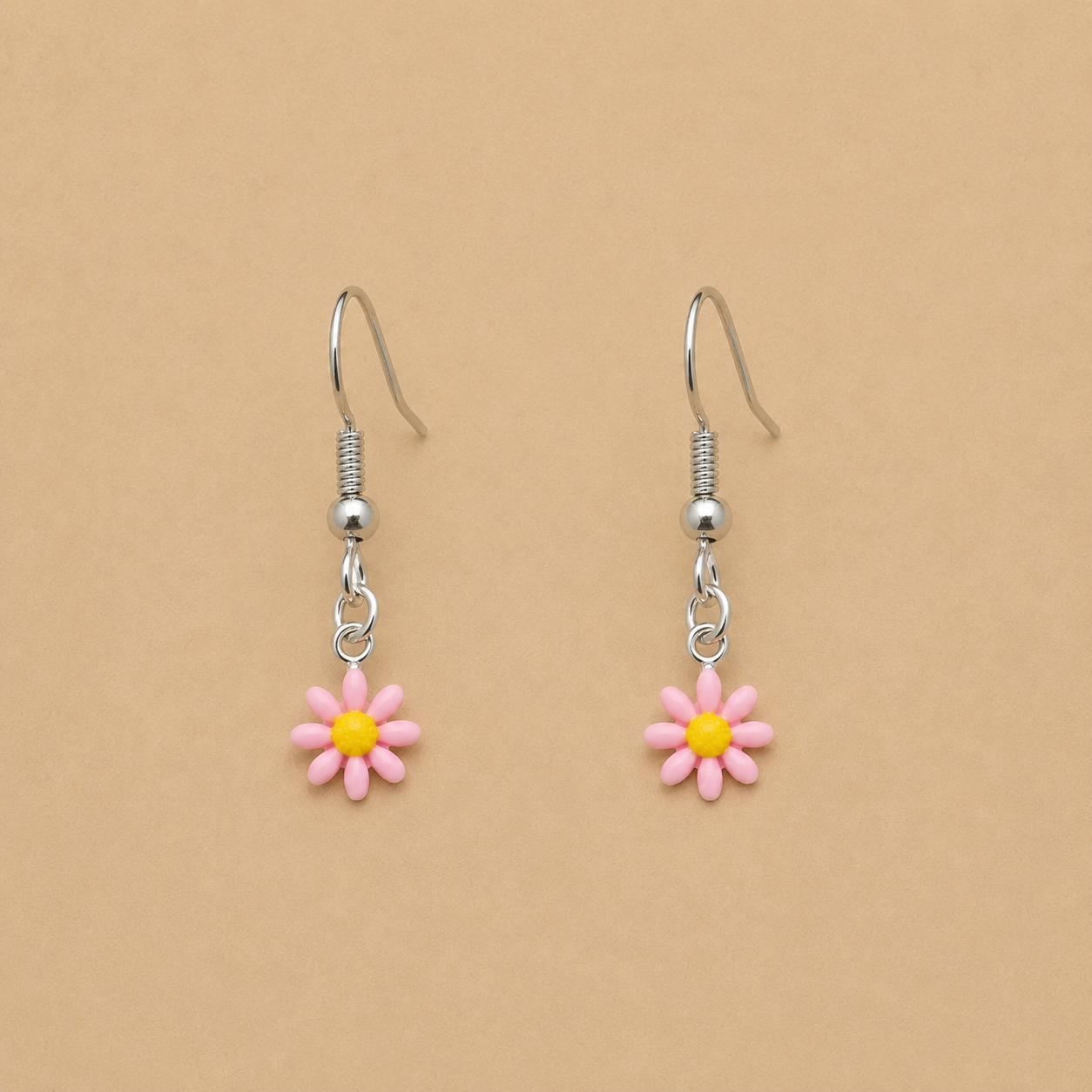 Pink Daisy Drop Earrings