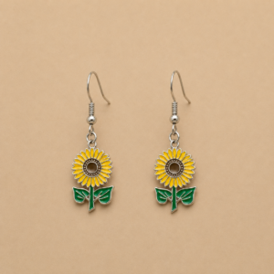 Sunflower Stem Drop Earrings