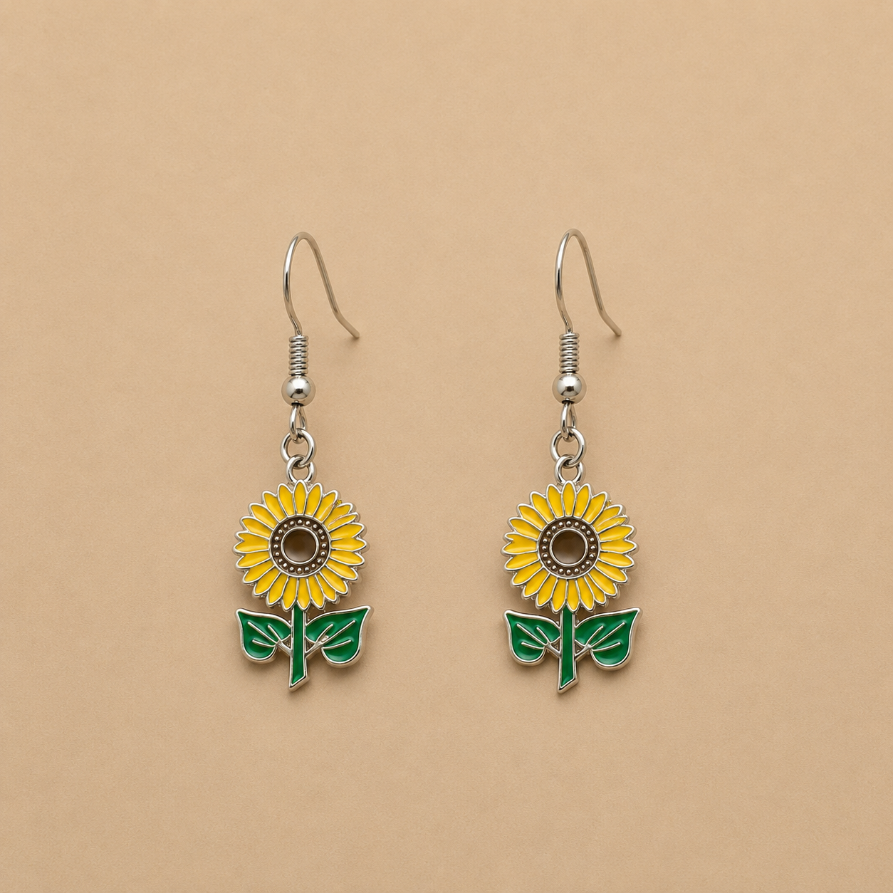 Sunflower Stem Drop Earrings