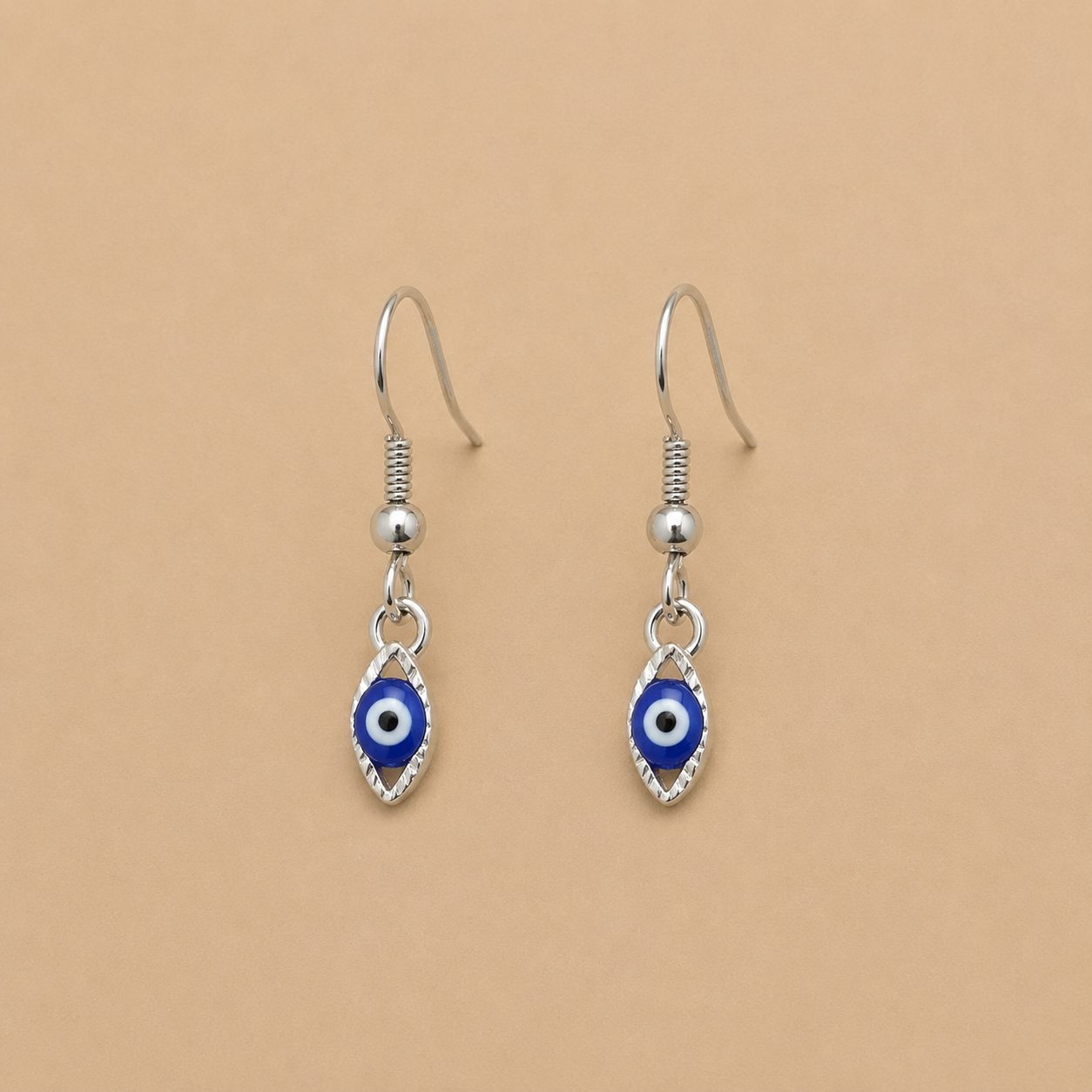 Blue Evil Eye Drop Earrings