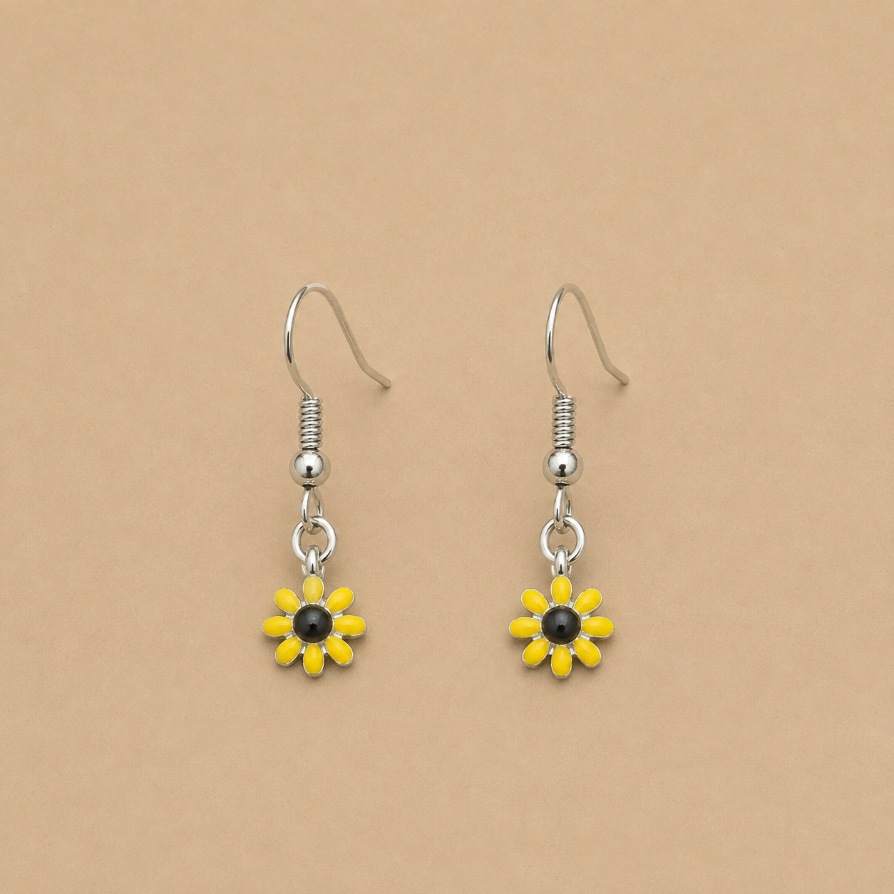 Yellow Mini Flower Drop Earrings