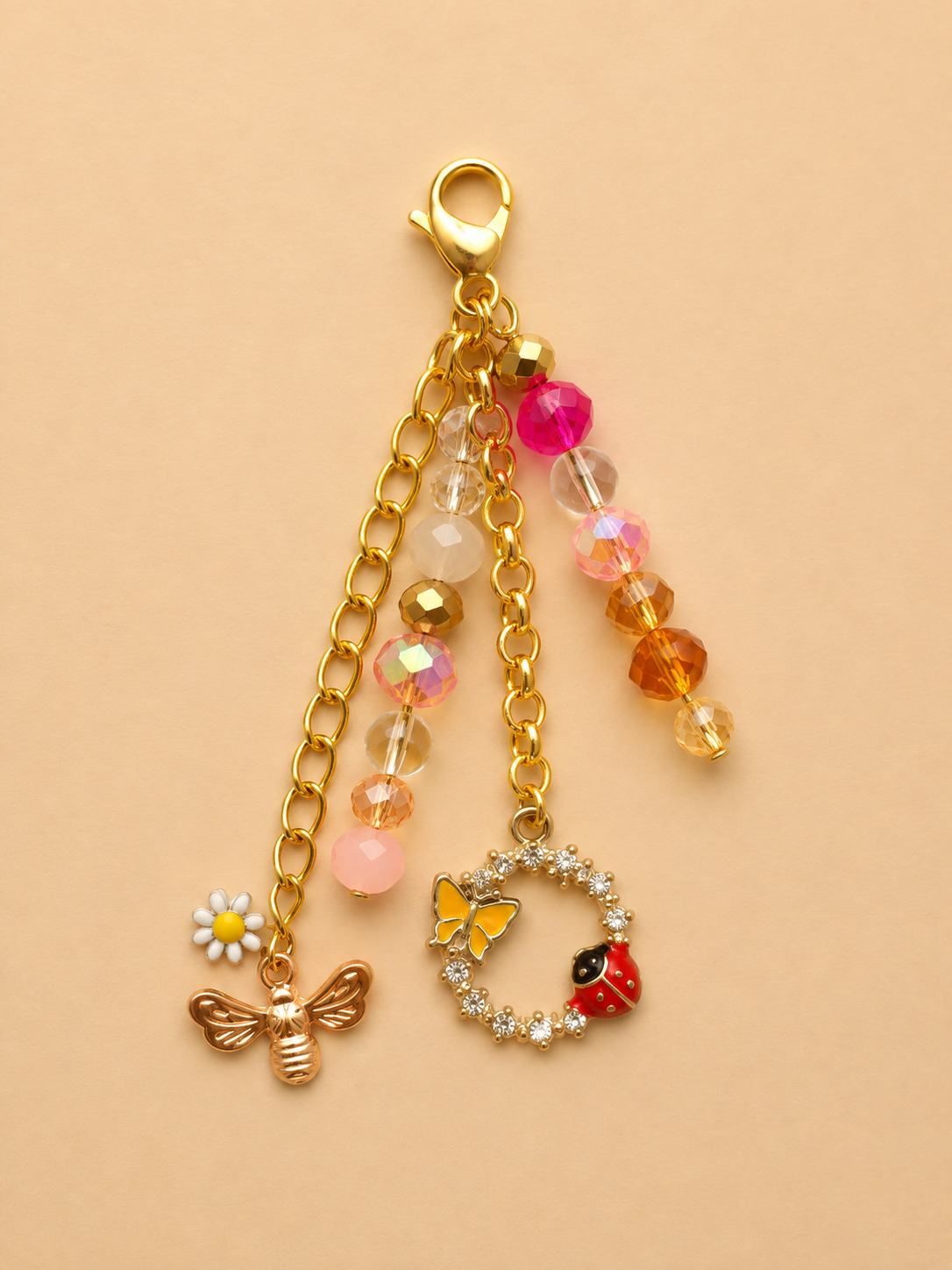 Butterfly & Ladybird Beaded Keychain Charm
