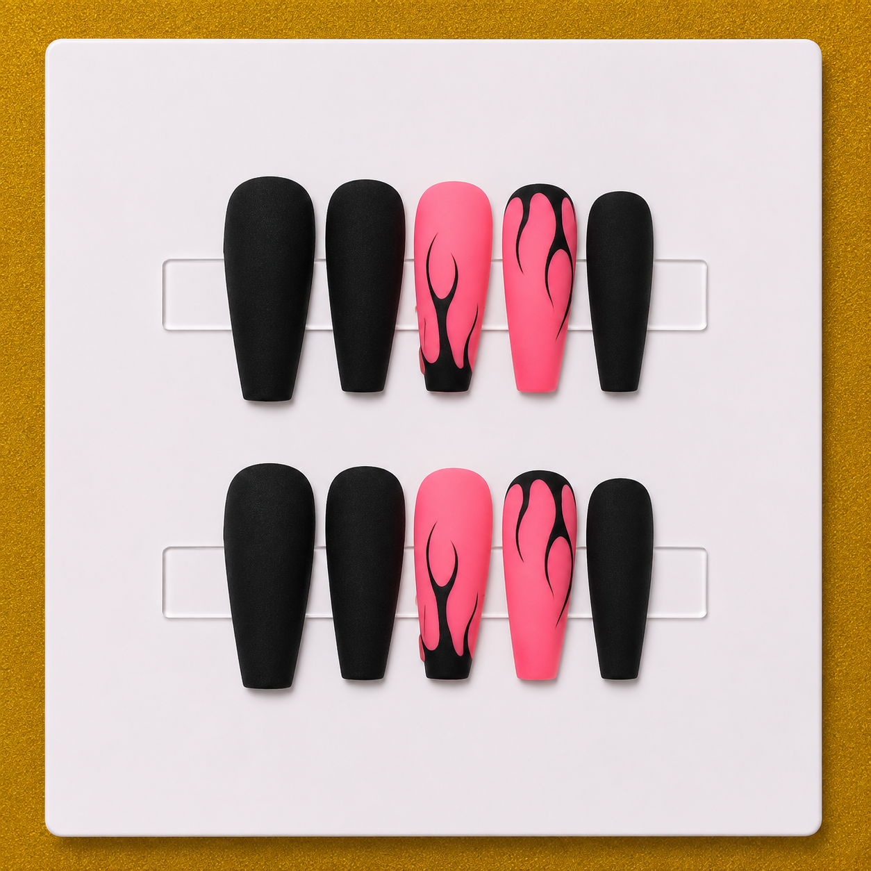 Neon Flame – Large Coffin Signature Essentials Press-On Nails