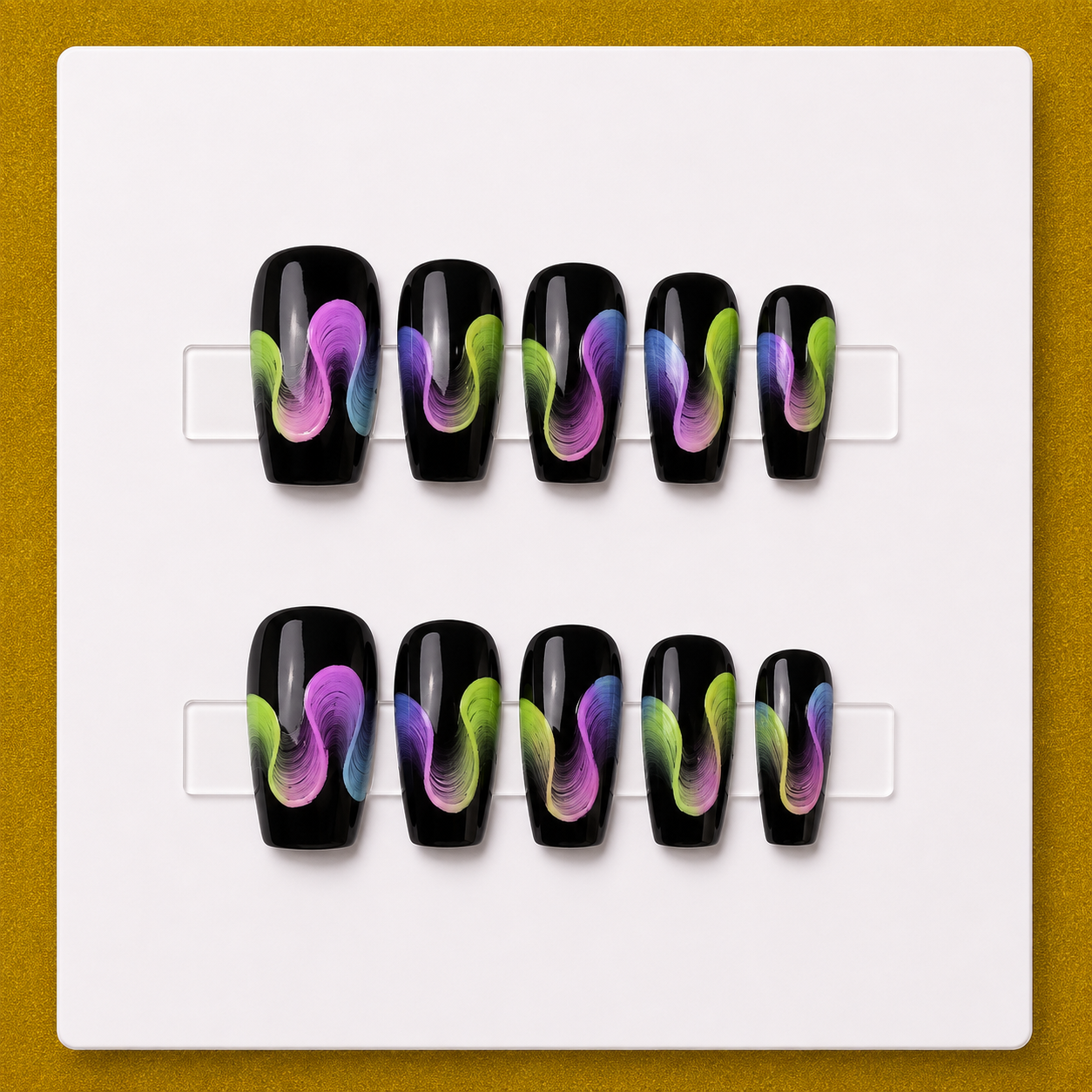 Neon Wave – Medium Coffin Signature Essentials Press-On Nails