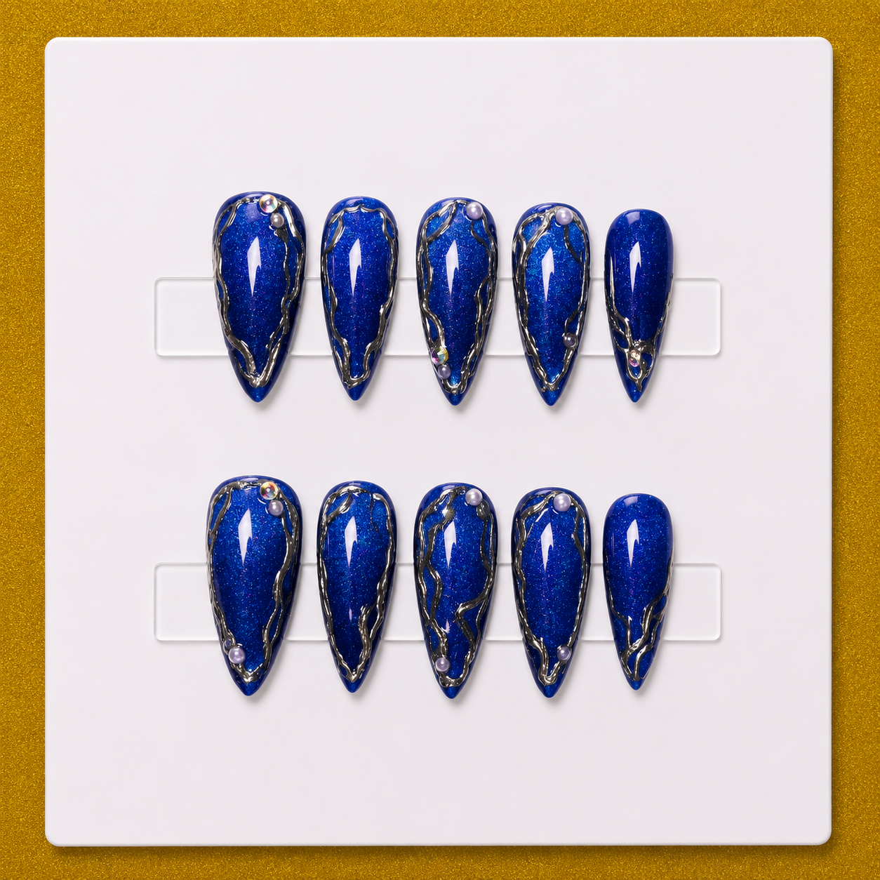 Midnight Sapphire – Medium Stiletto Signature Essentials Press-On Nails