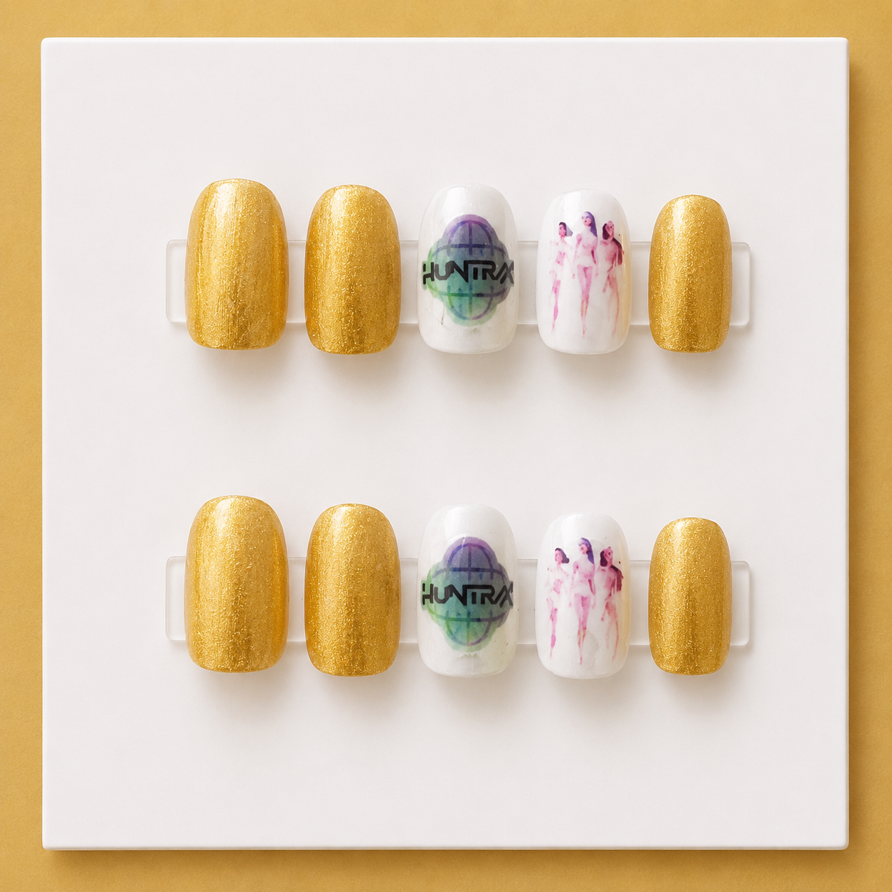 K-Pop Huntrix Golden Glow Short Square Kids Press-On Nails
