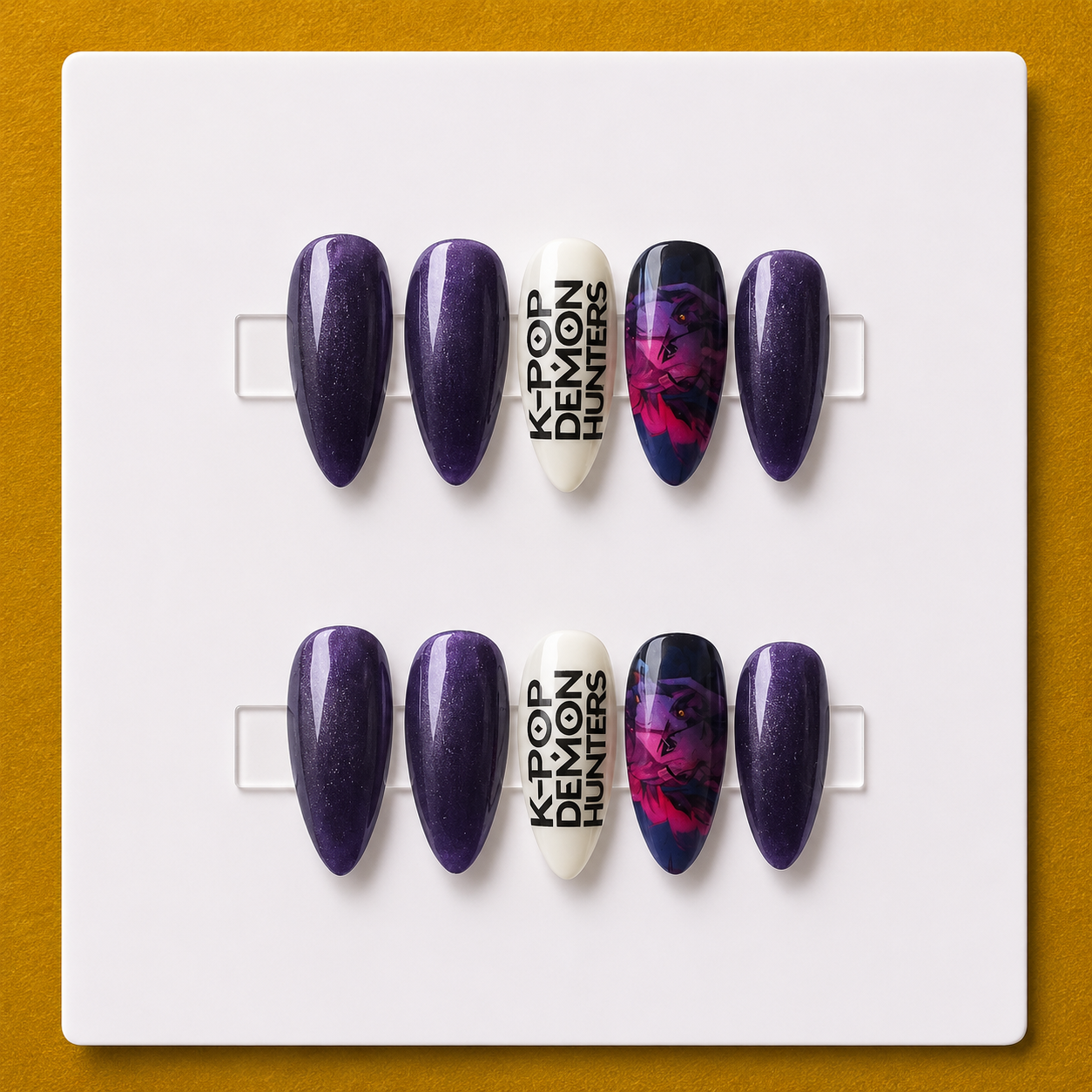 K-Pop Demon Hunters Purple Shadow – Medium Round Budget Press-On Nails