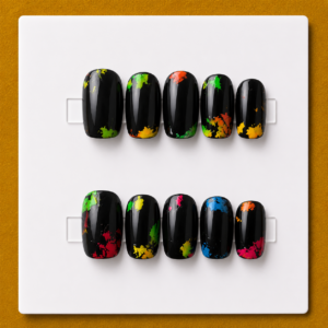 Neon Paint Splash – Short Square Budget Press-On Nails