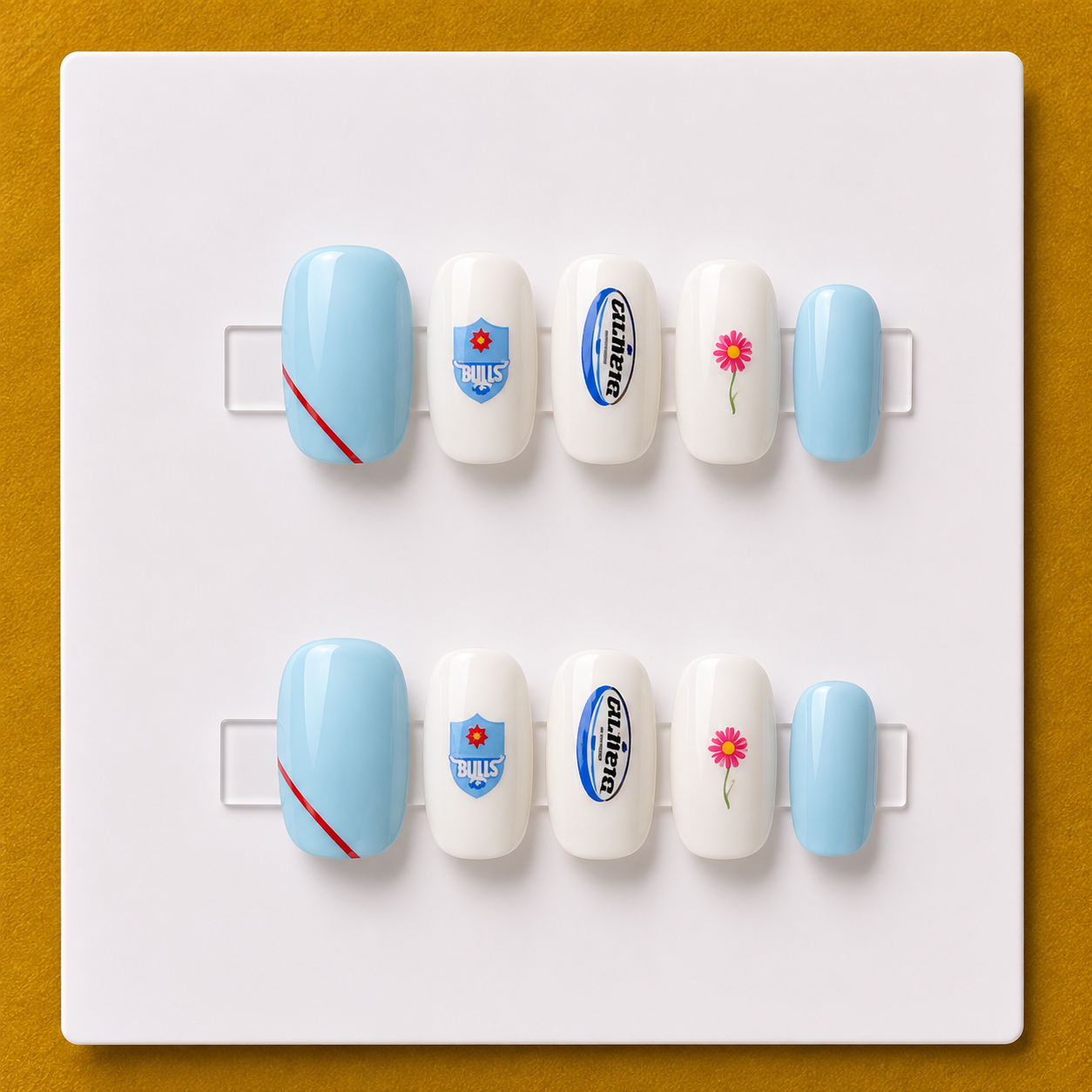 Blue Bulls Spirit Short Square Budget Press-On Nails