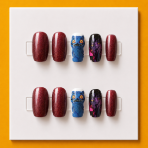 K-Pop Demon Hunters Crimson Spark Short Square Kids Press-On Nails